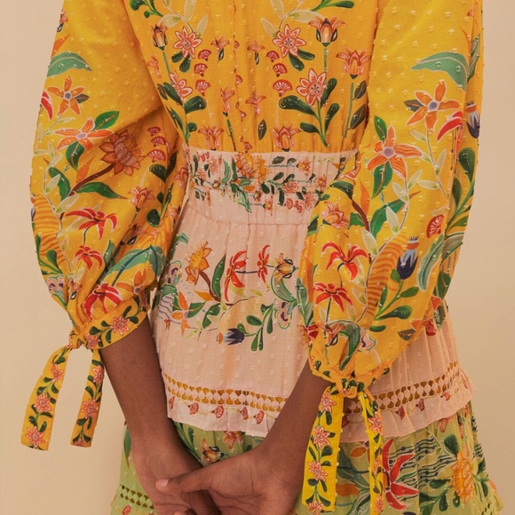 Farm rio mixed delicate flowers long sleeve maxi dress - Picture 6 of 7